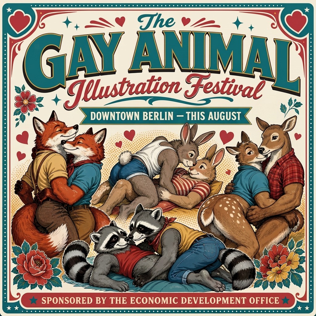 Gay Animal Illustration Festival ad